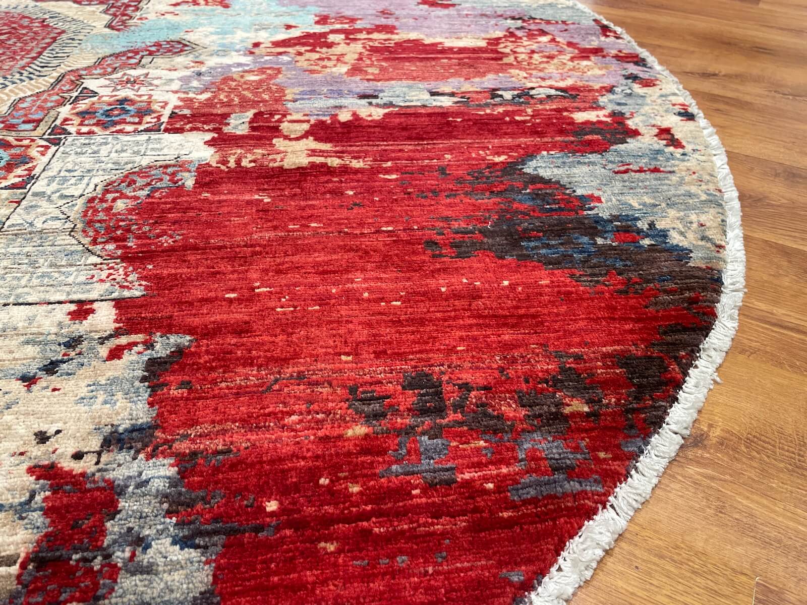 Afgan Binbirgece Yuvarlak El Dokuma Halı