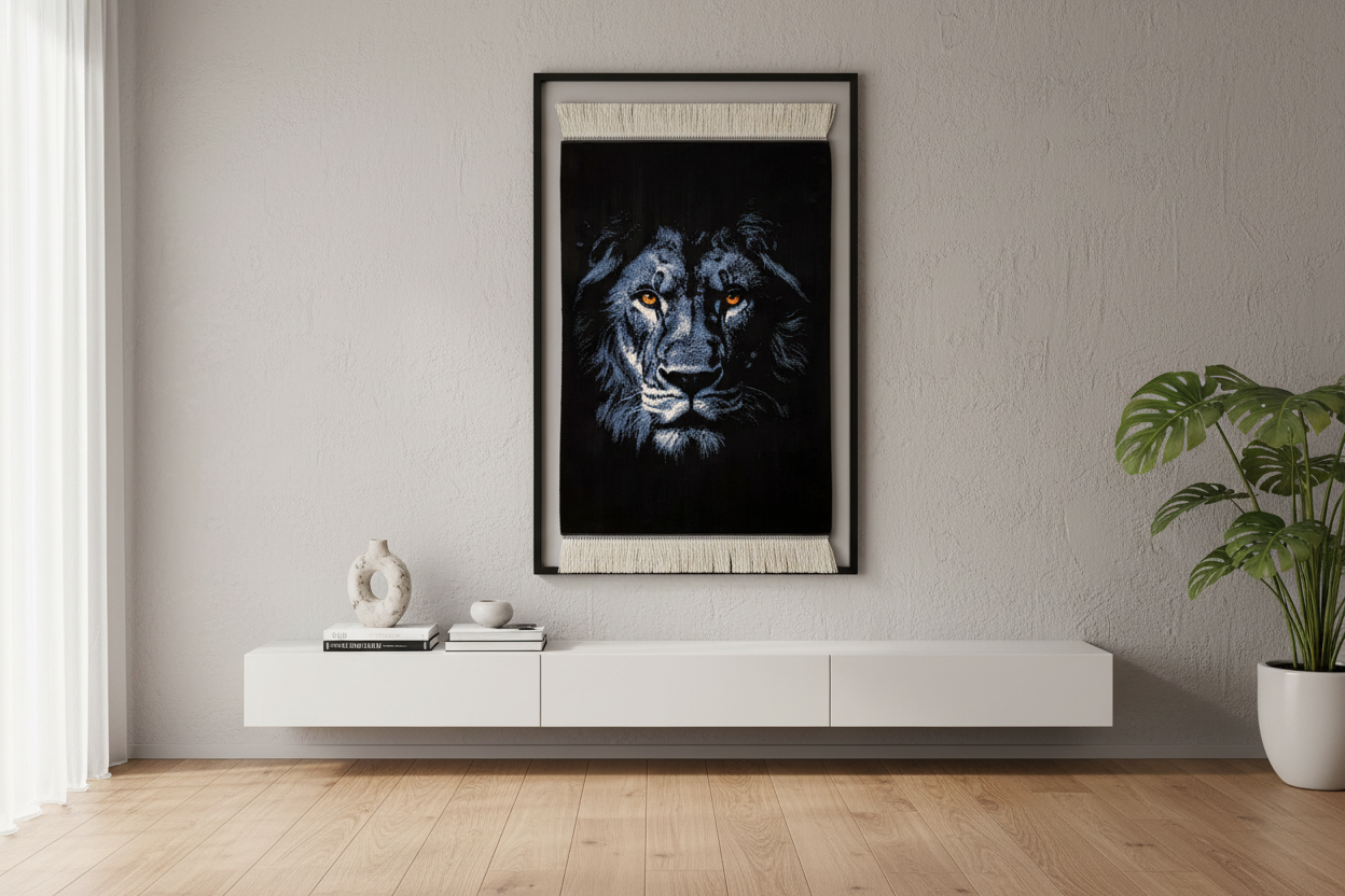 Aslan Desenli Tablo Bambu Halı