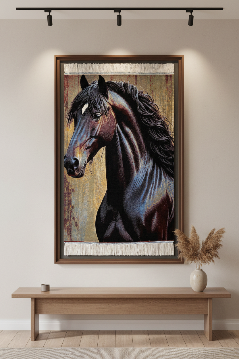 At Desenli Tablo Bambu Halı