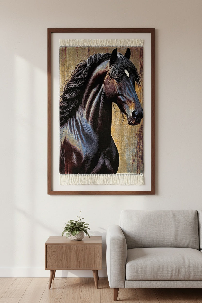 At Desenli Tablo Bambu Halı