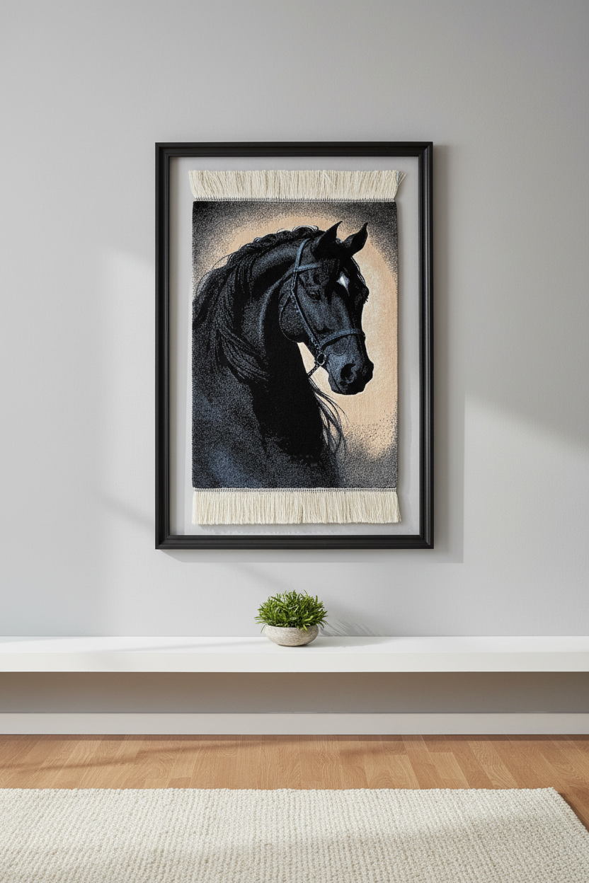 At Desenli Tablo Bambu Halı