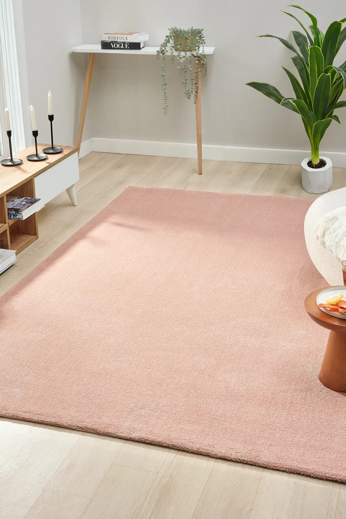 Bali Yumuşak Dokulu Sade Pembe Halı