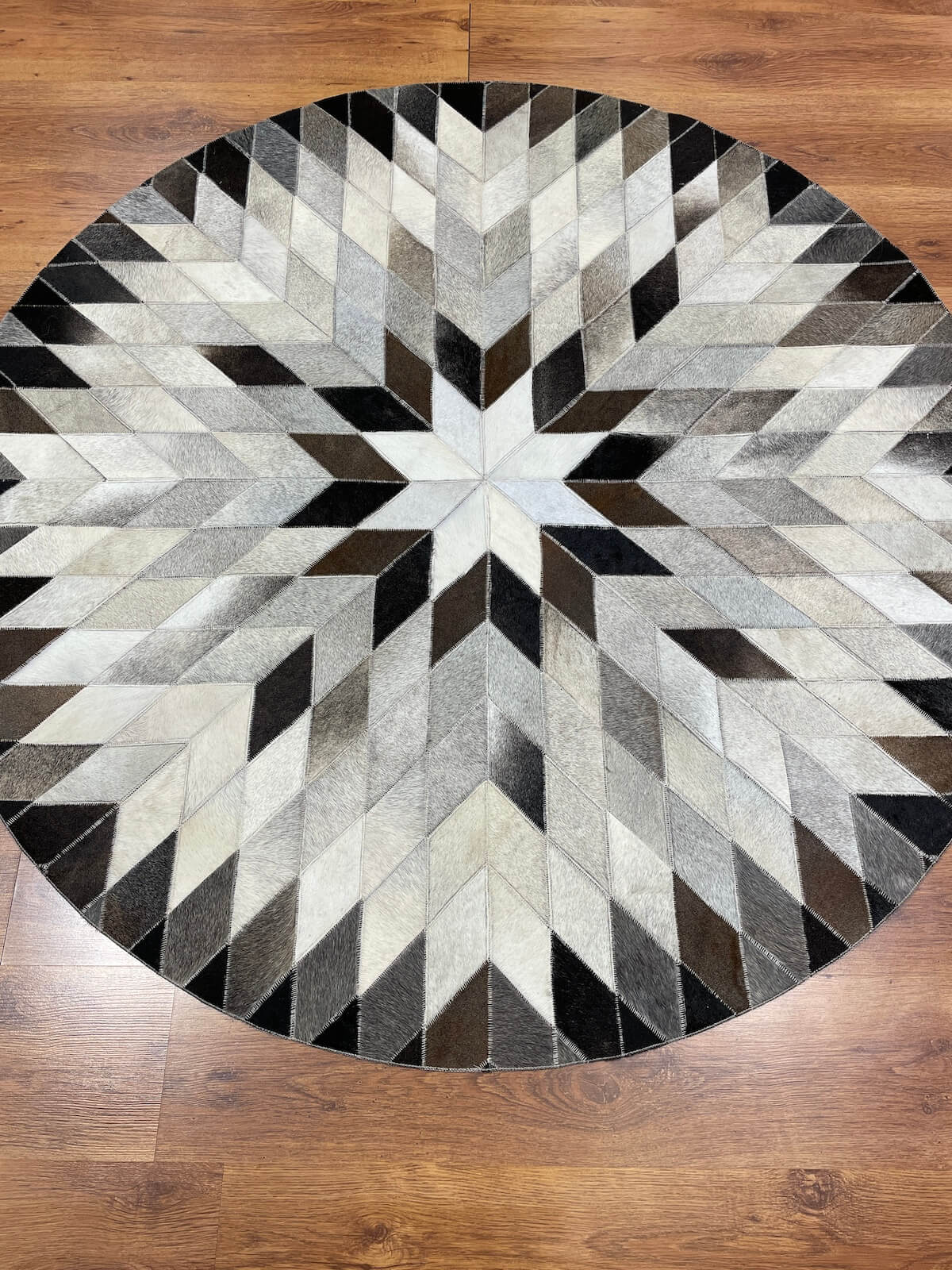 Patchwork Yuvarlak Orijinal Deri Halı