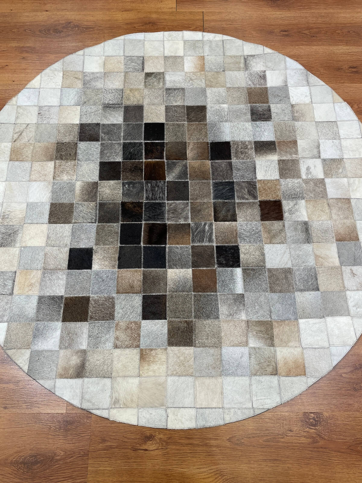 Patchwork Yuvarlak Orijinal Deri Halı