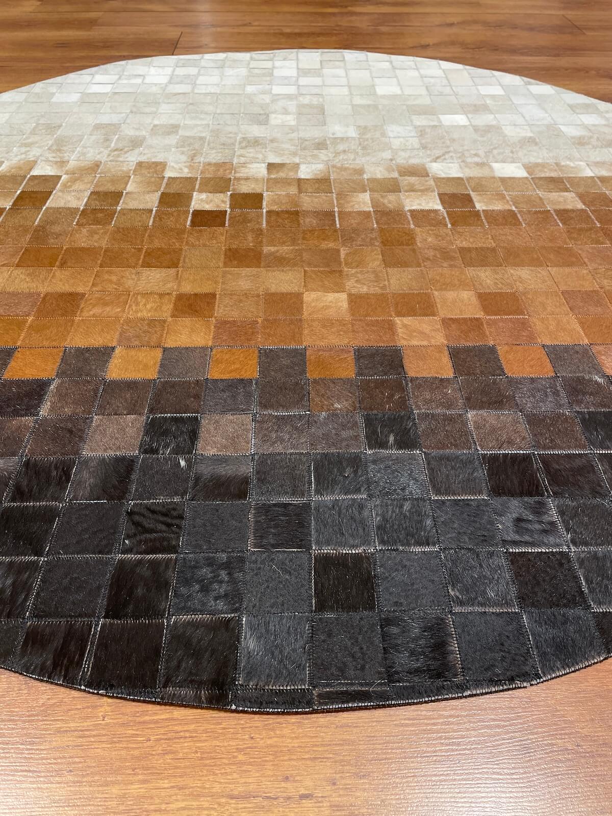 Patchwork Yuvarlak Orijinal Deri Halı