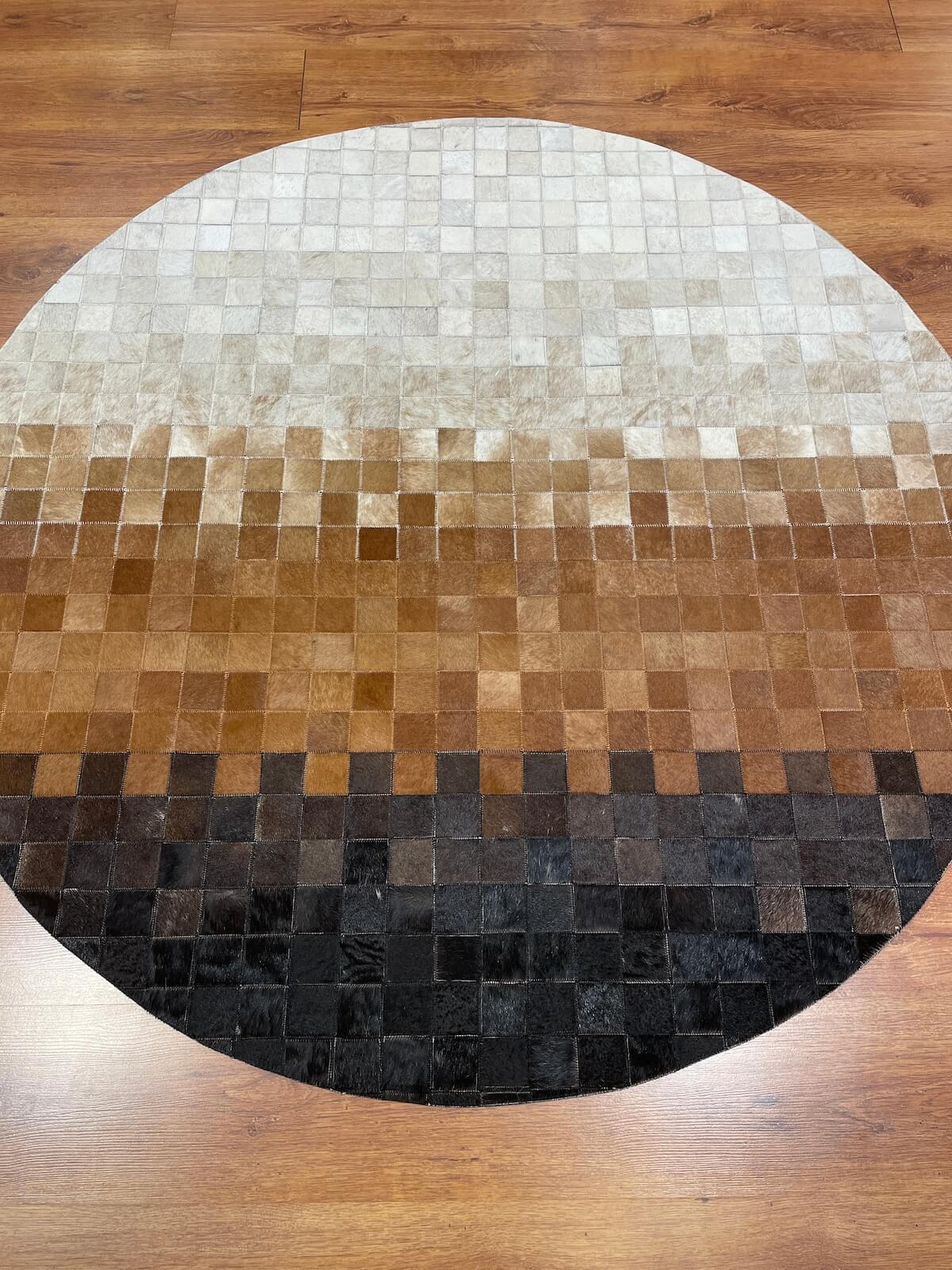 Patchwork Yuvarlak Orijinal Deri Halı