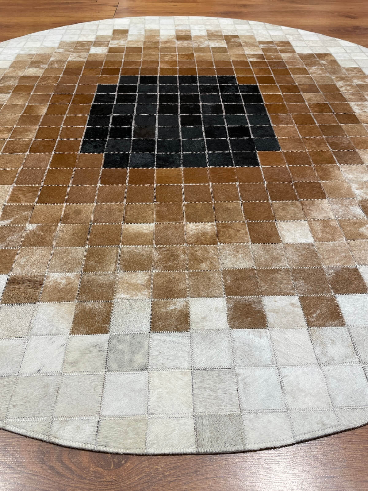 Patchwork Yuvarlak Orijinal Deri Halı