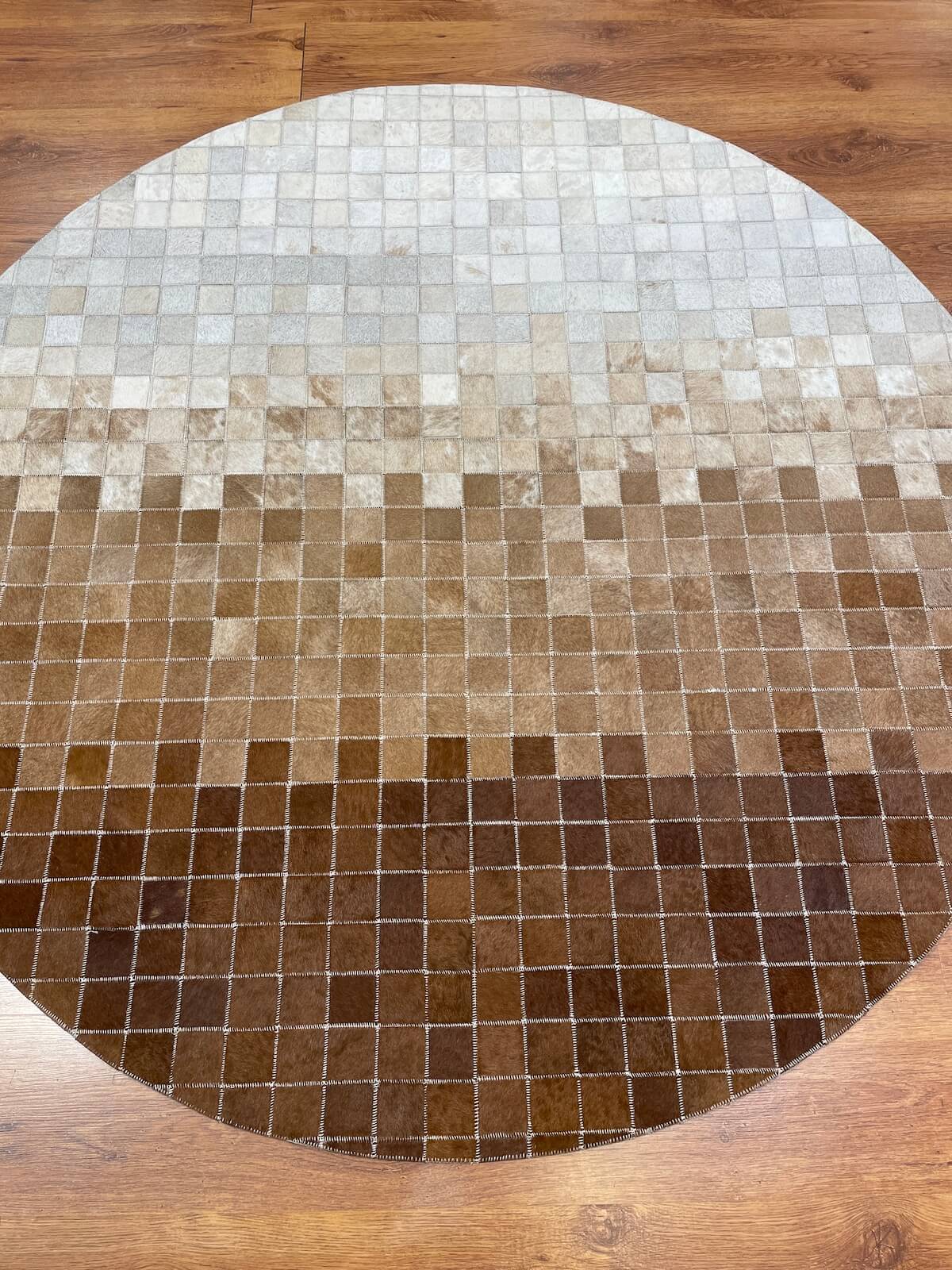 Patchwork Yuvarlak Orijinal Deri Halı