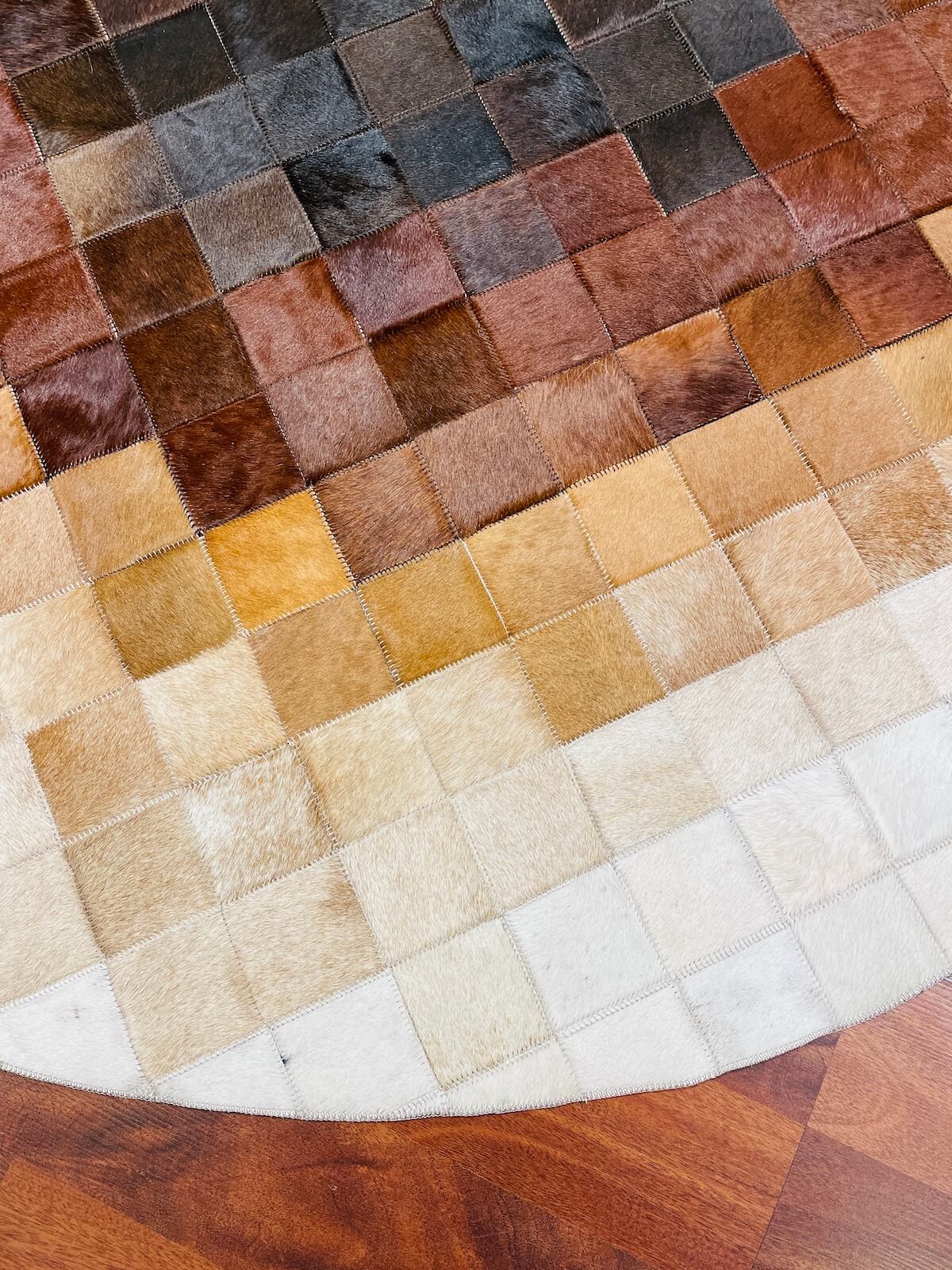 Patchwork Yuvarlak Orijinal Deri Halı