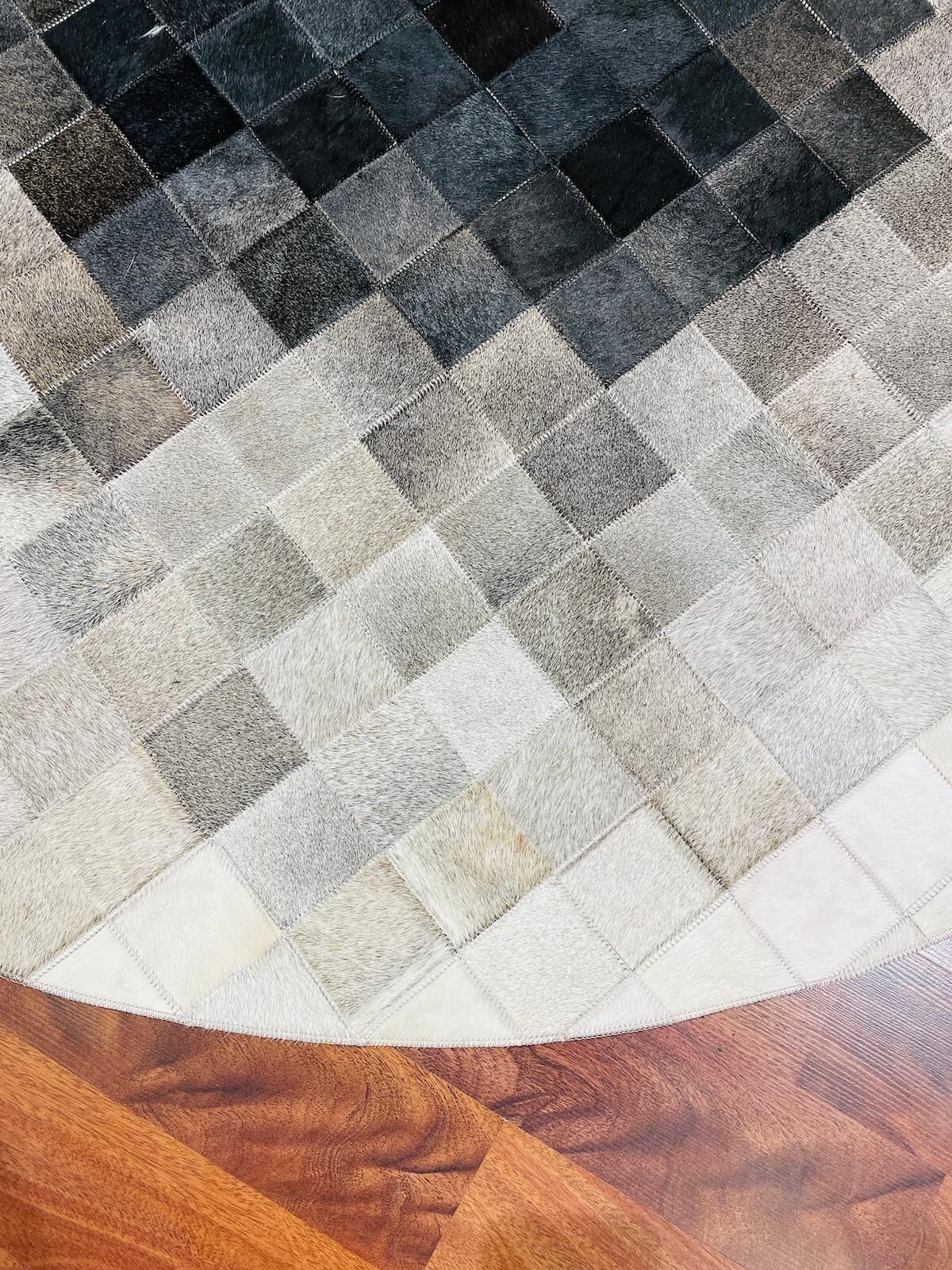 Patchwork Yuvarlak Orijinal Deri Halı