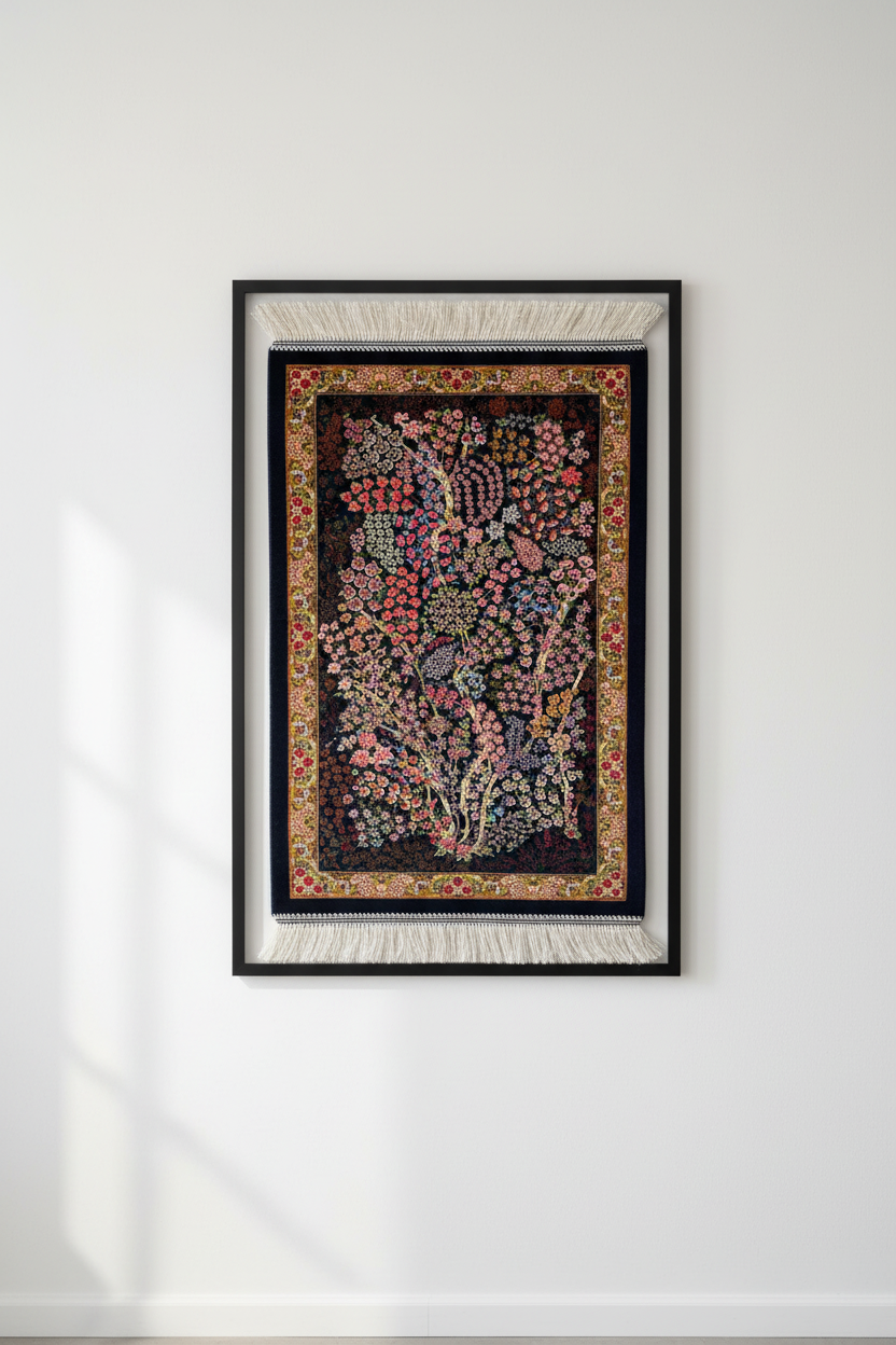 Hayat Ağacı Desenli Tablo Bambu Halı