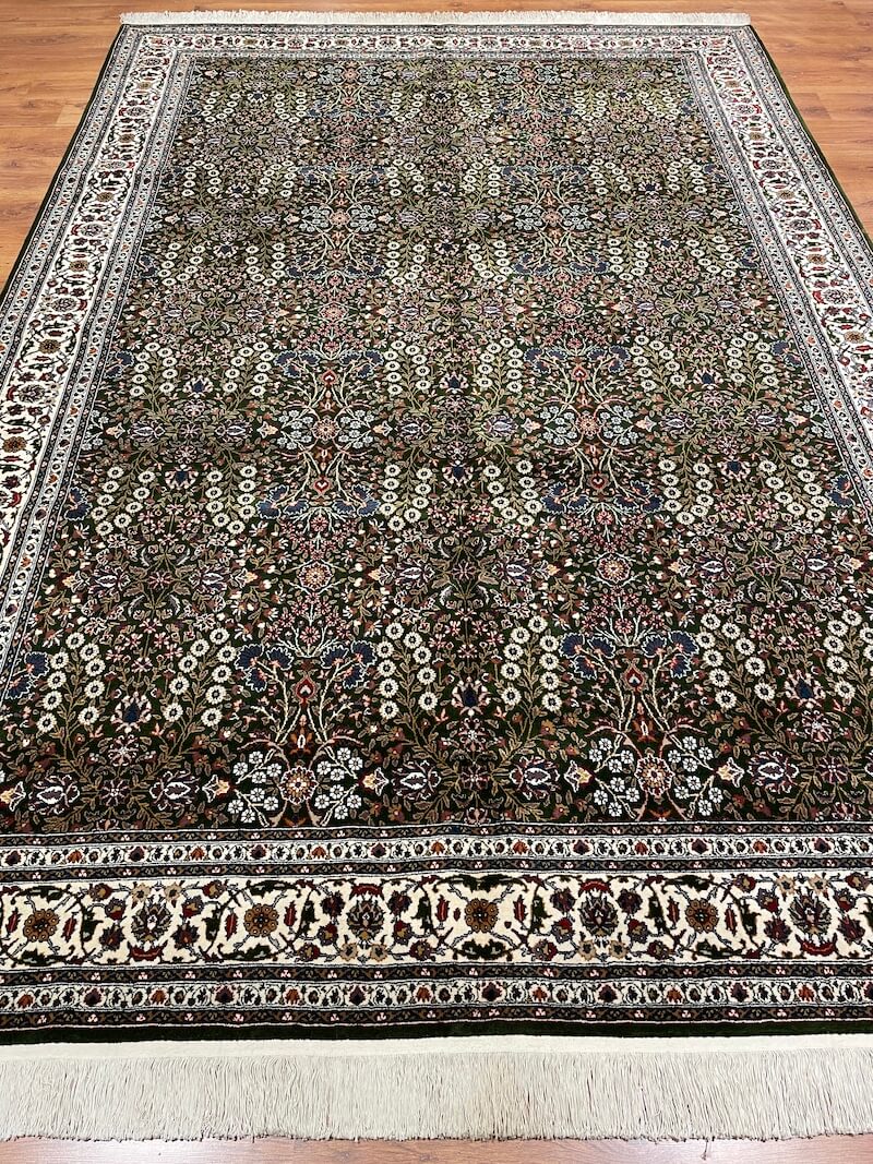 Hereke Yedidağın Çiçeği Yeşil El Dokuma Halı