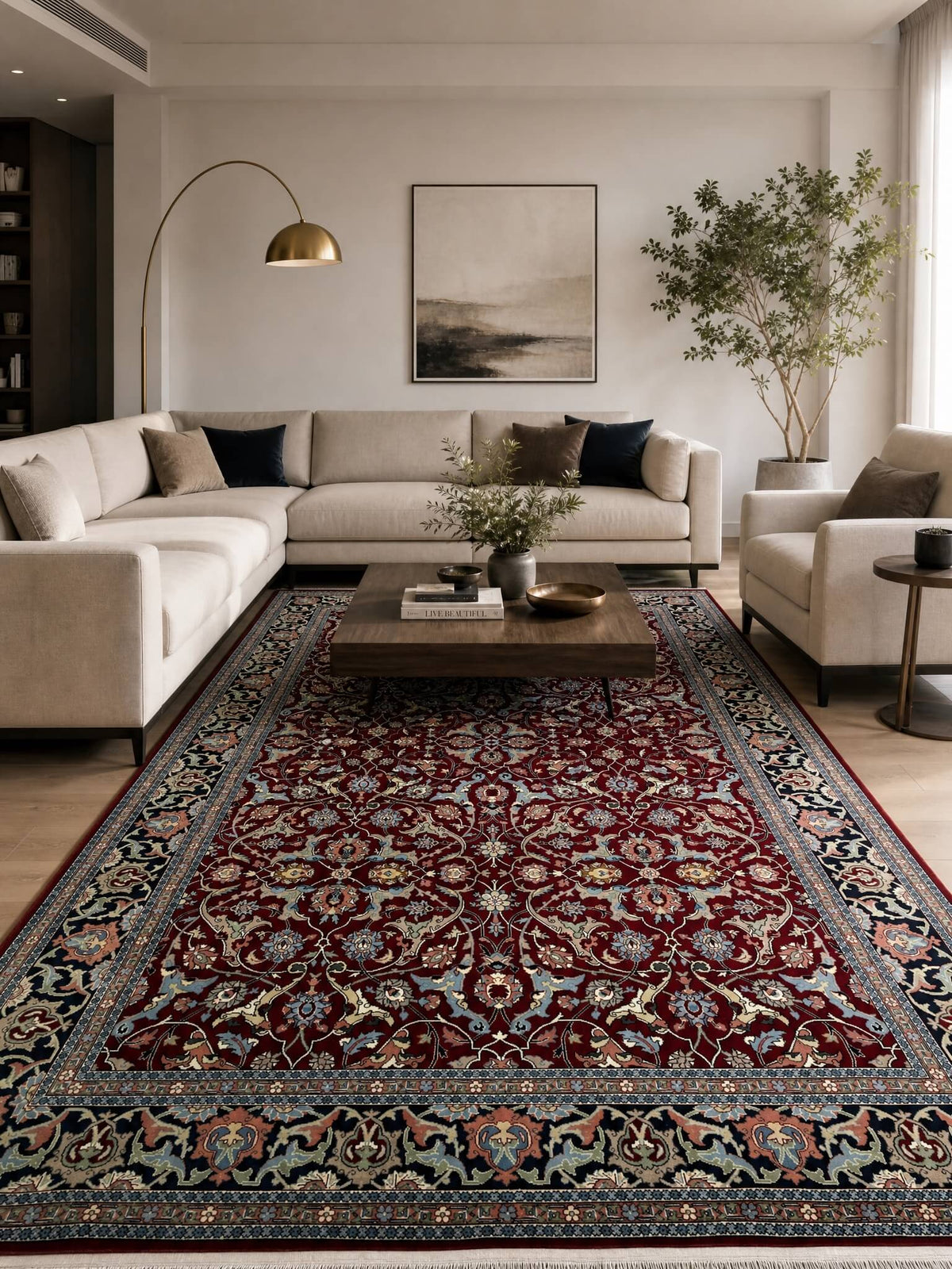 Hereke Polonez Desenli Bordo El Dokuma Halı