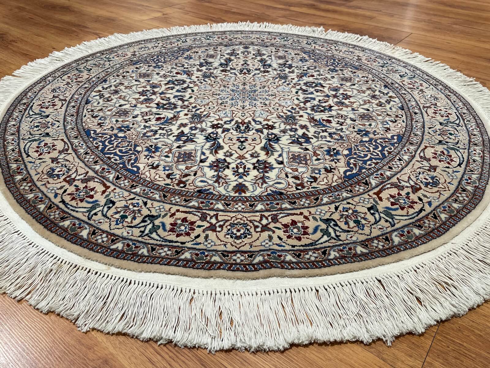 İran Nain Yuvarlak El Dokuma Halı