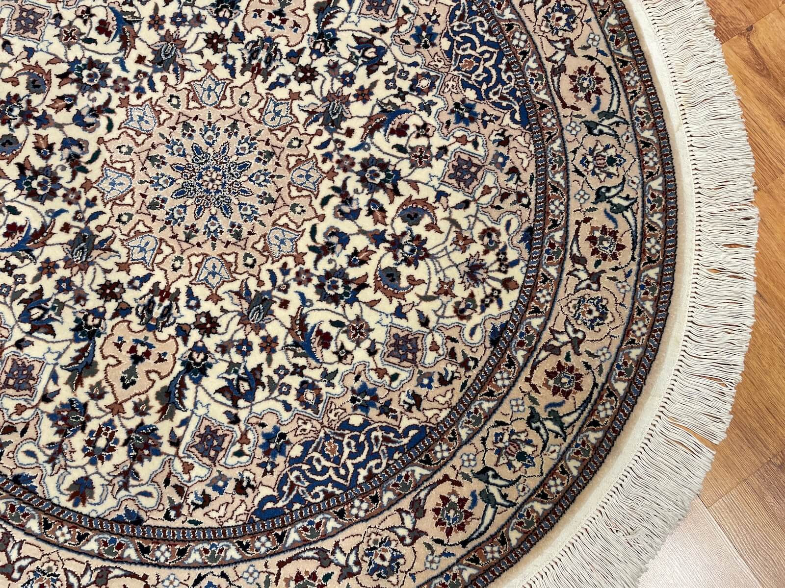 İran Nain Yuvarlak El Dokuma Halı