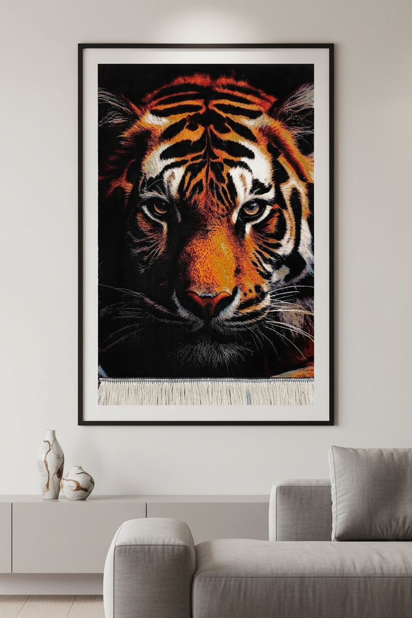 Kaplan Desenli Tablo Bambu Halı