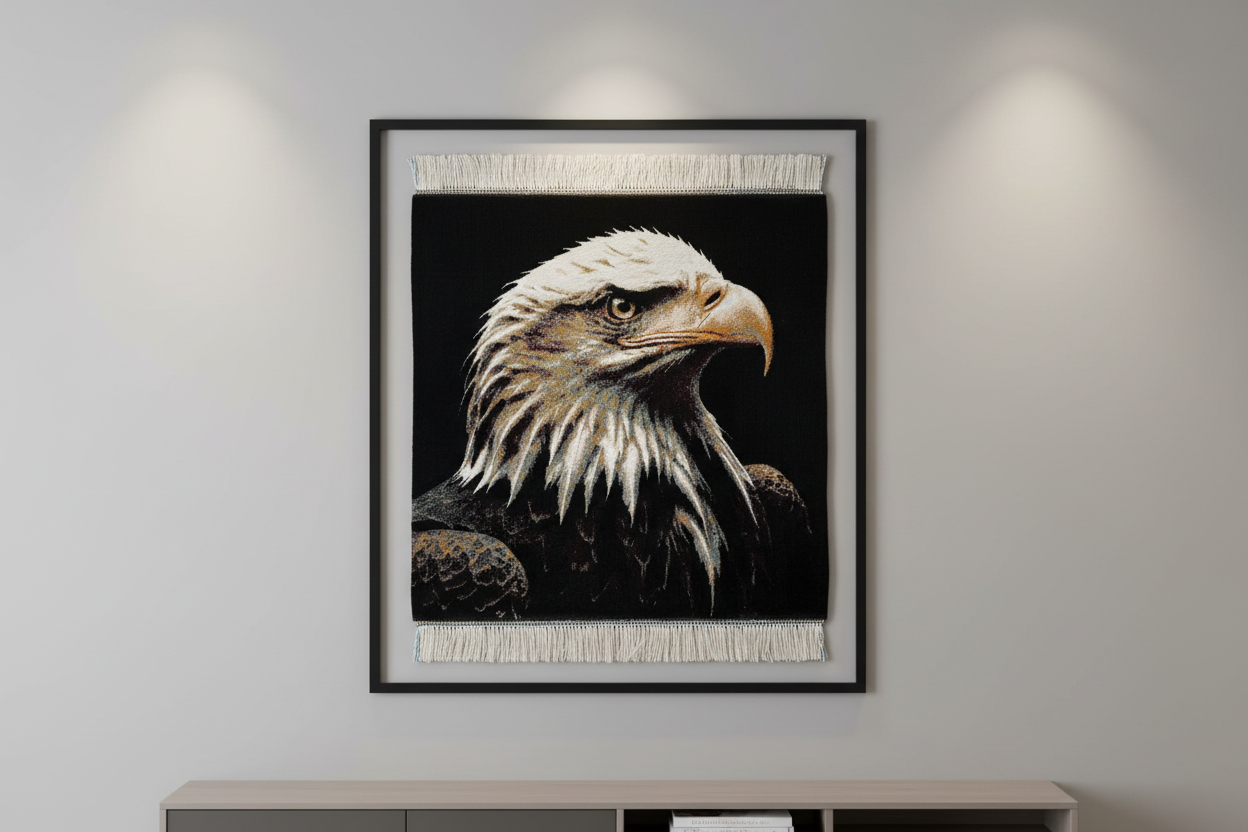 Kartal Desenli Tablo Bambu Halı