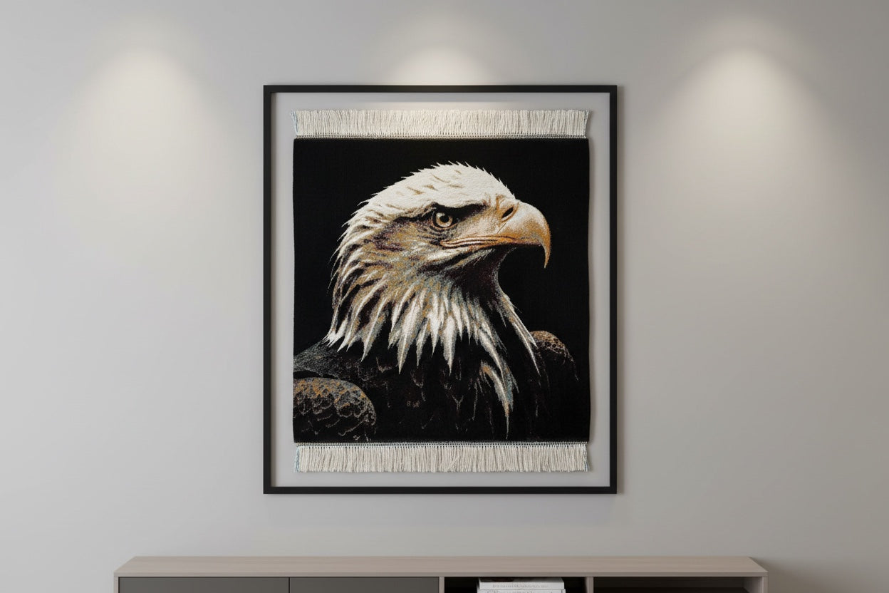 Kartal Desenli Tablo Bambu Halı