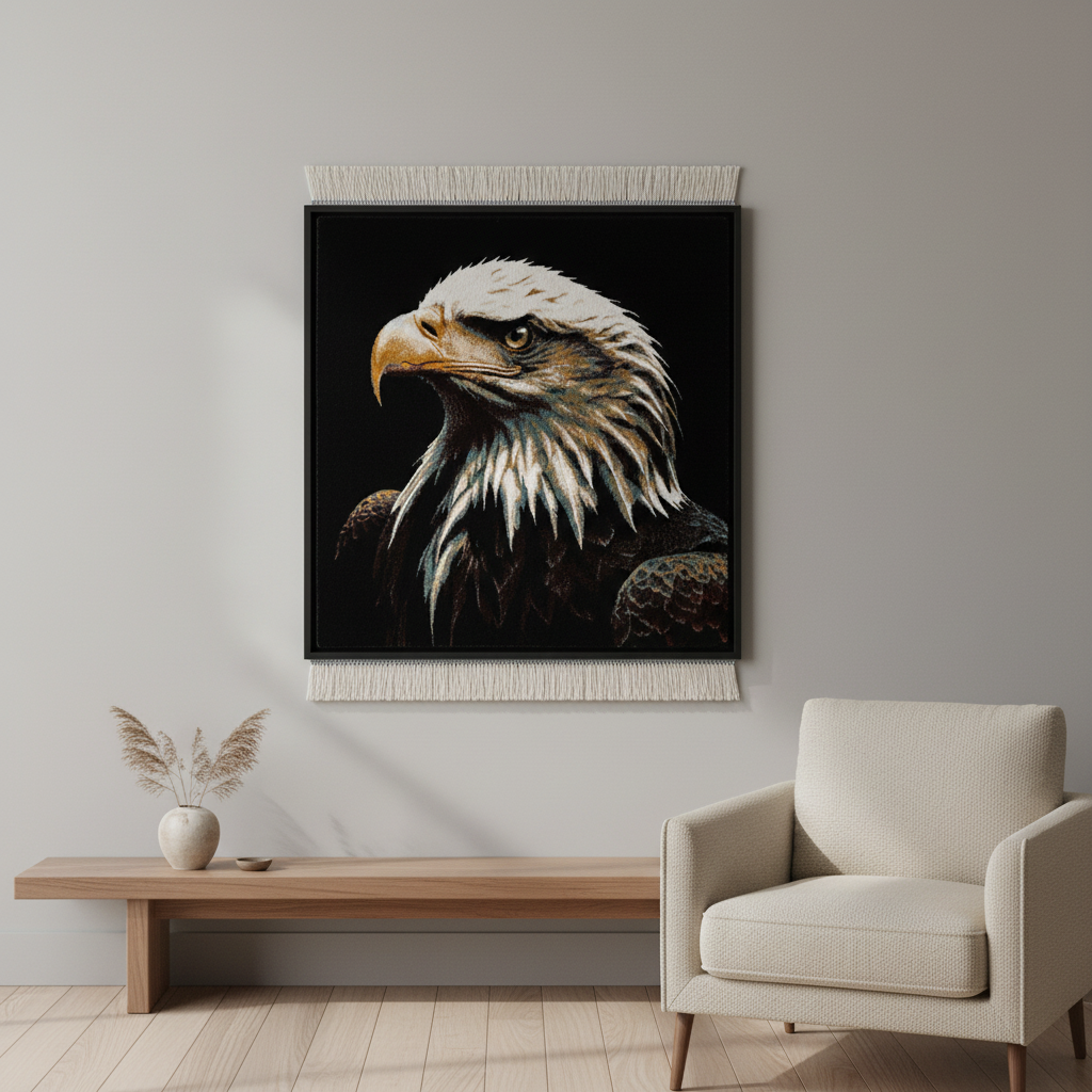 Kartal Desenli Tablo Bambu Halı