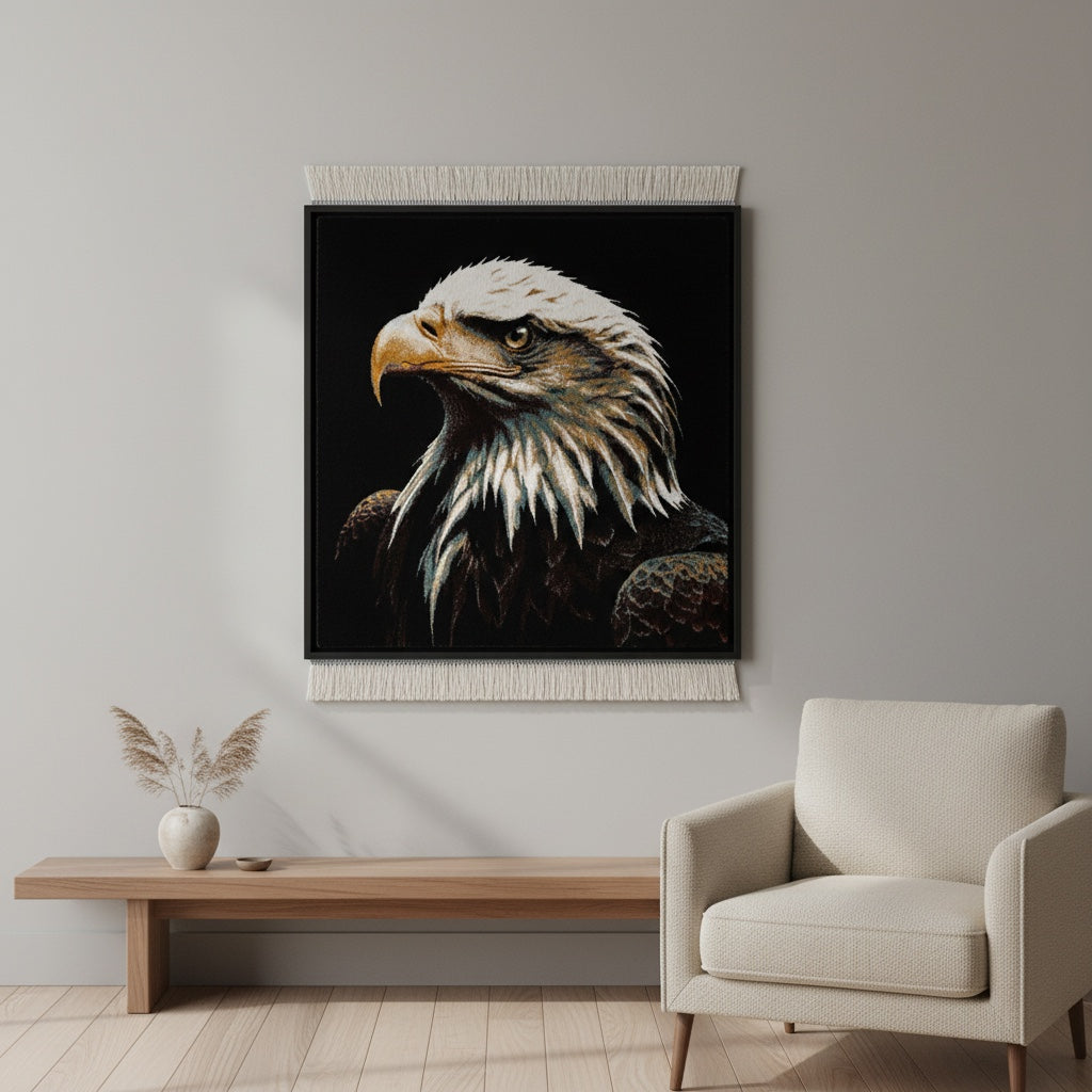 Kartal Desenli Tablo Bambu Halı