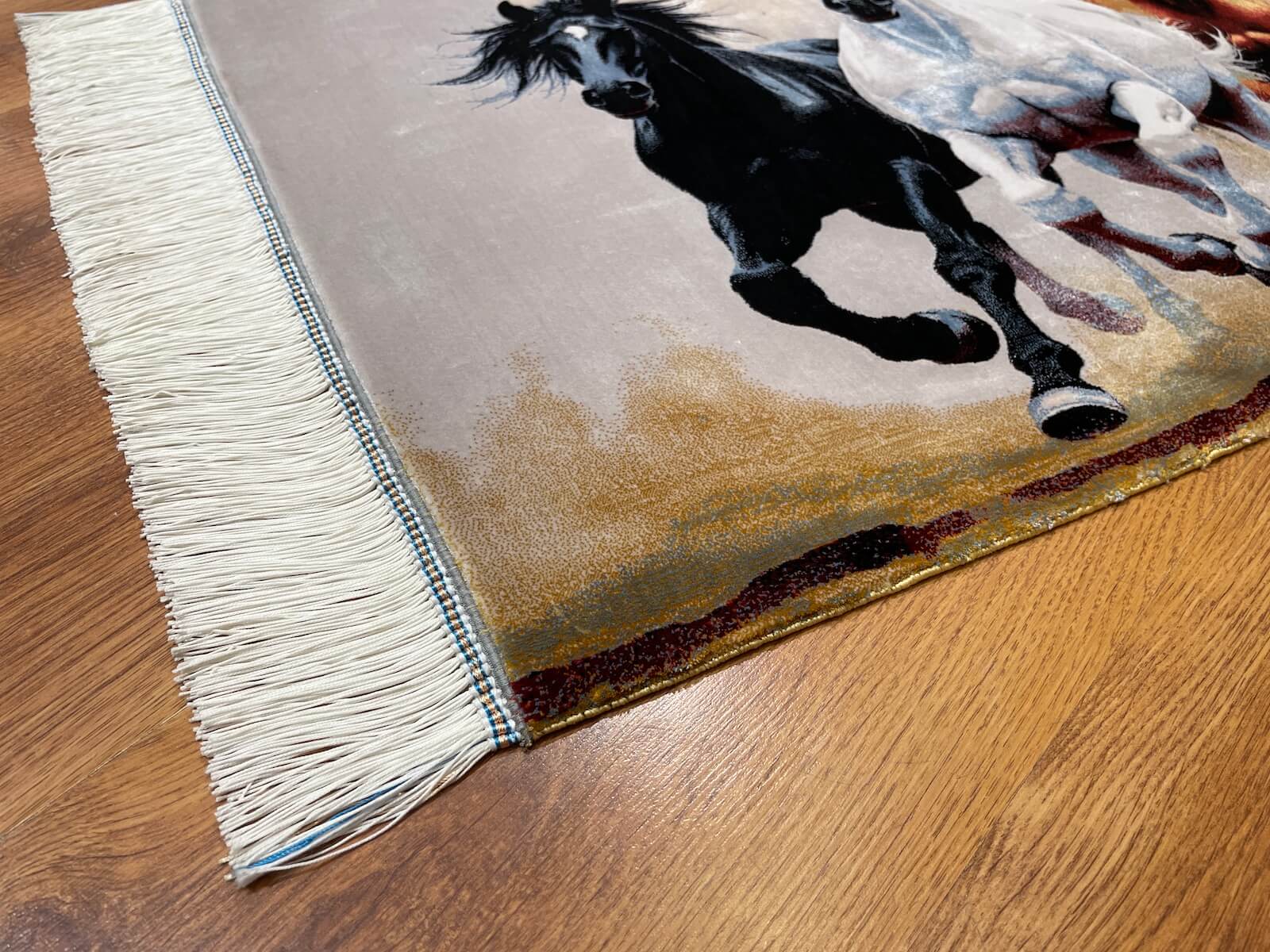 Koşan At Desenli Tablo Bambu Halı