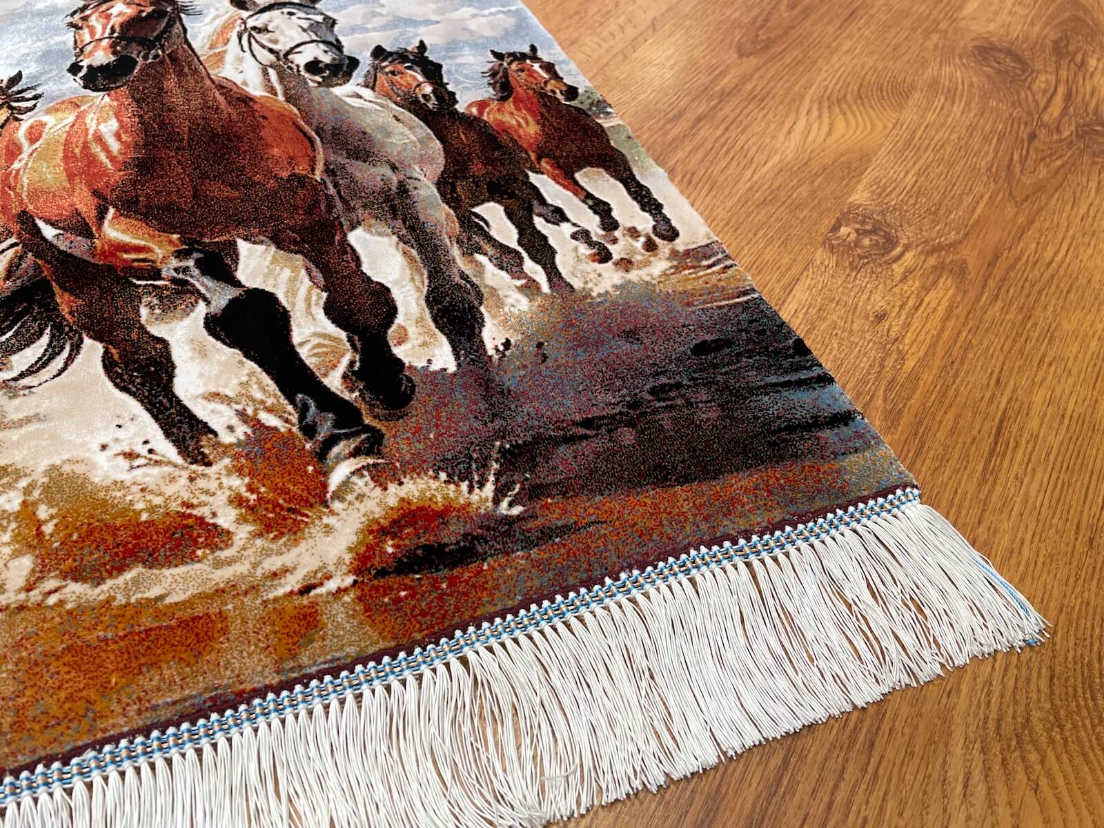 Koşan At Desenli Tablo Bambu Halı