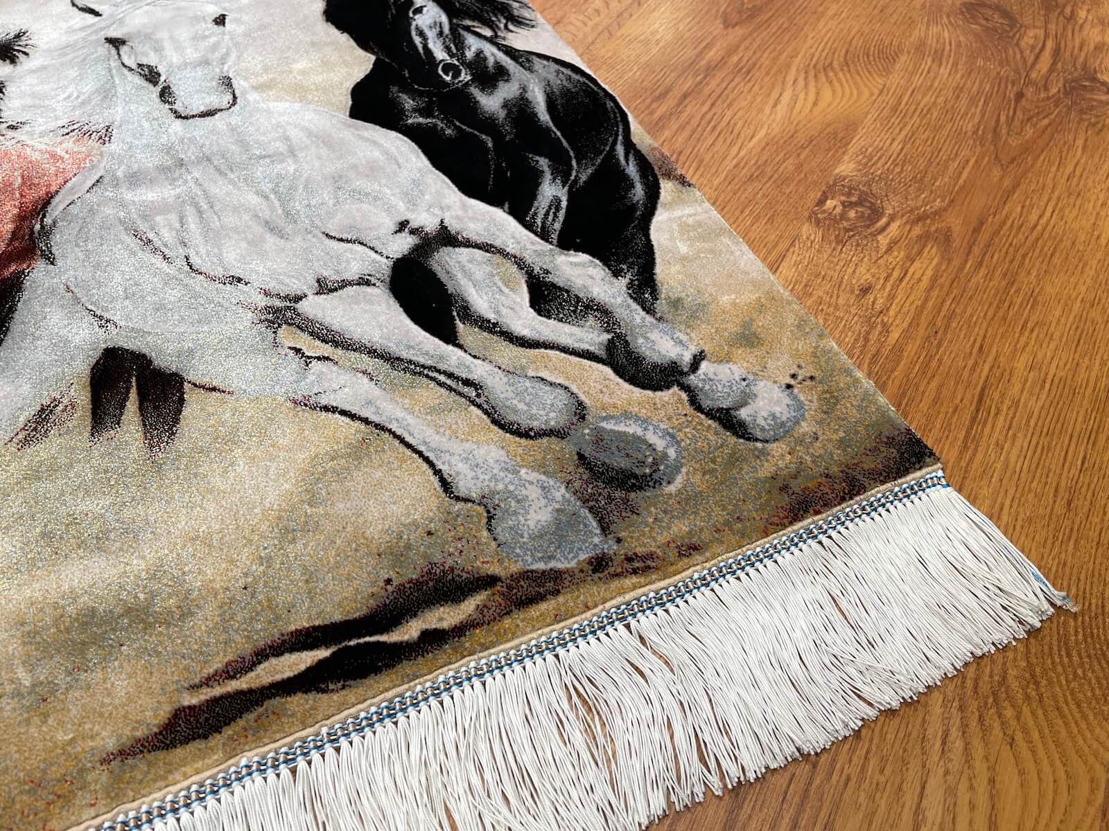 Koşan At Desenli Tablo Bambu Halı