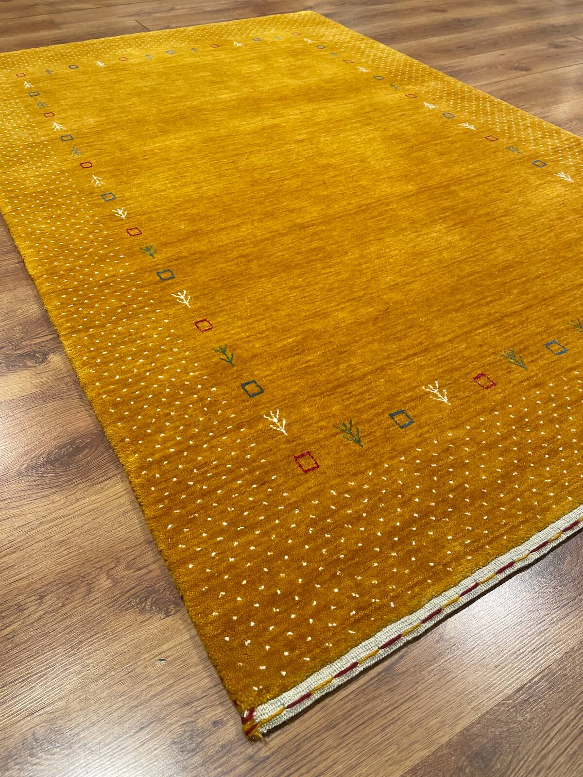 Lori El Dokuma Sarı Yün Halı