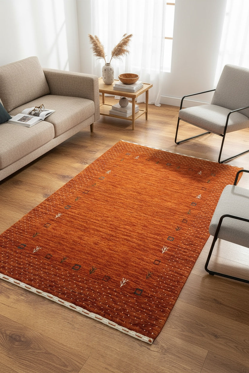 Lori El Dokuma Turuncu Yün Halı