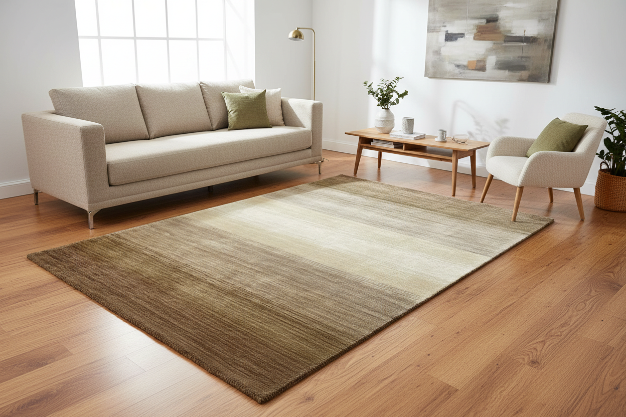 Lori El Dokuma Krem Kahve Yün Halı