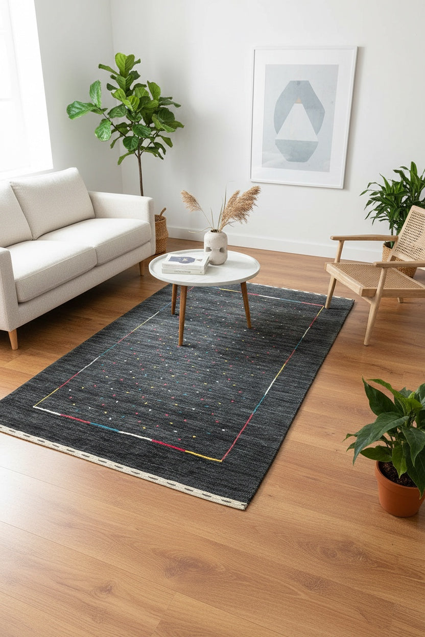 Lori El Dokuma Antrasit Yün Halı