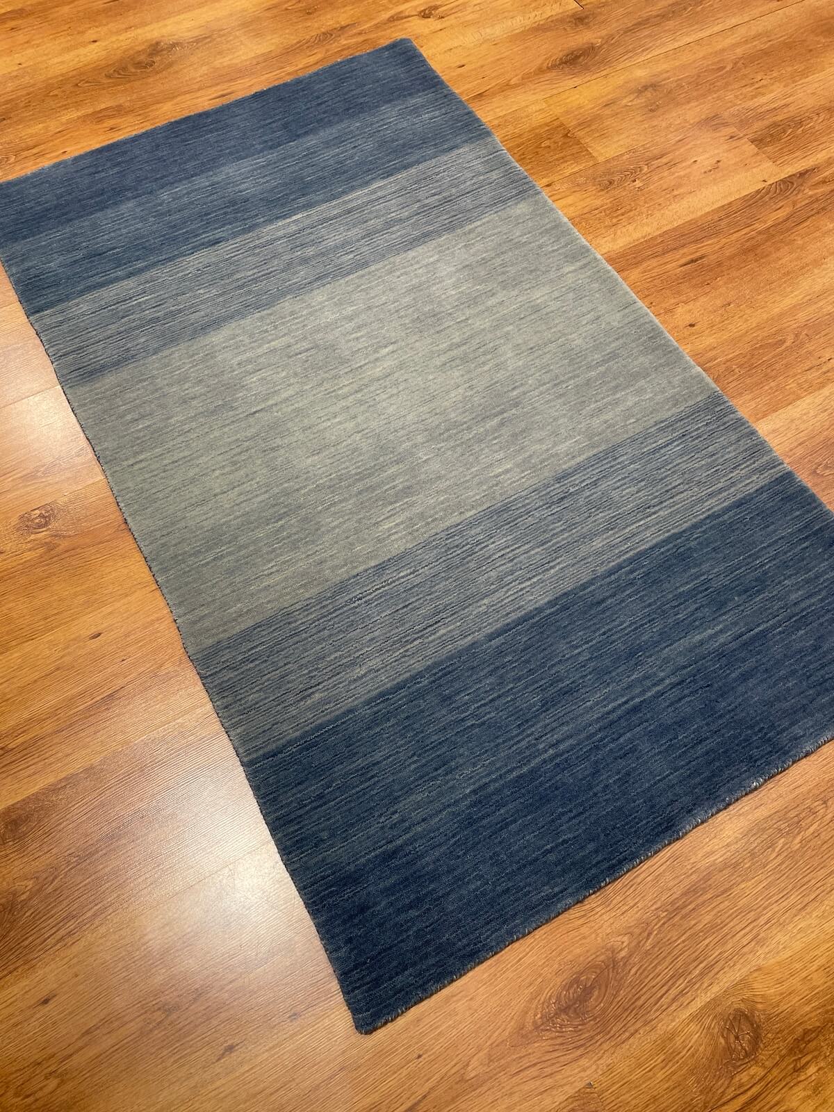 Lori El Dokuma Krem Mavi Yün Halı