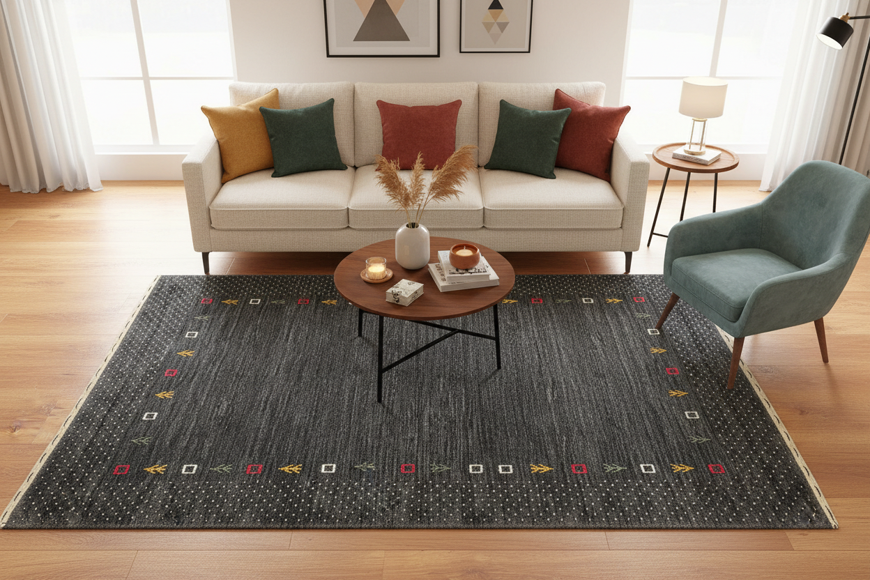 Lori El Dokuma Antrasit Yün Halı