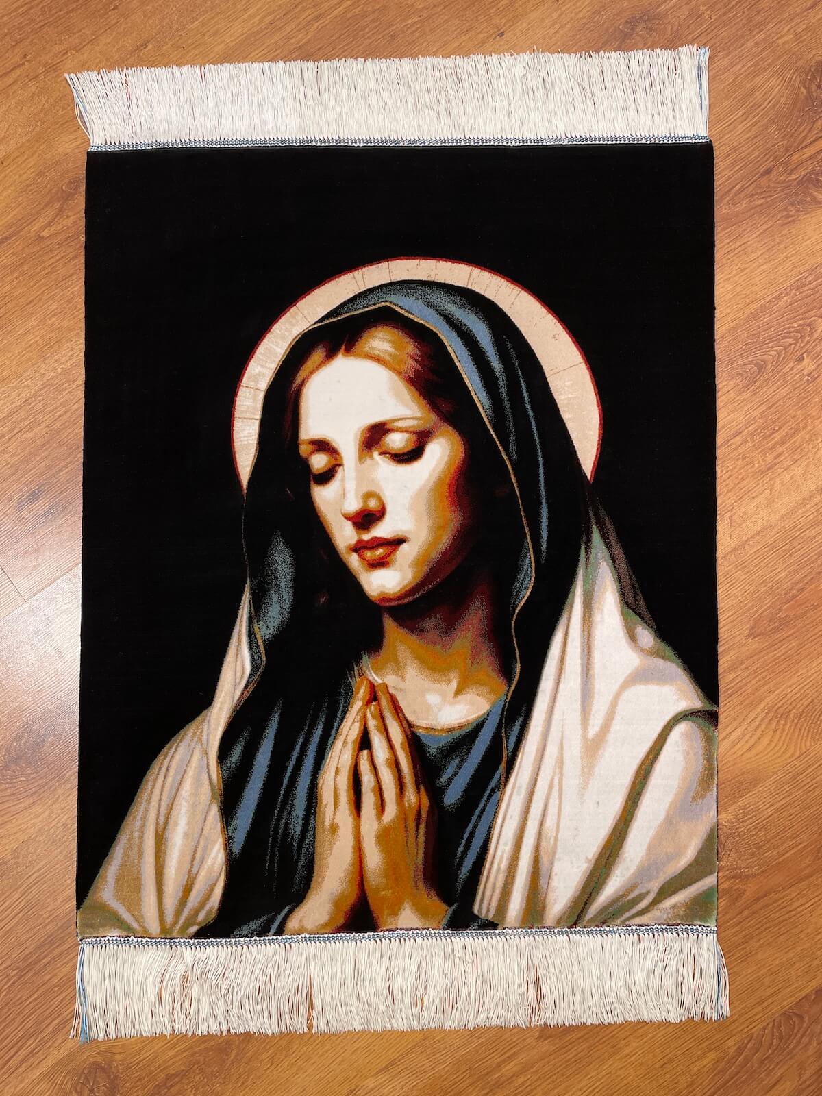 Meryem Ana Temalı Tablo Bambu Halı