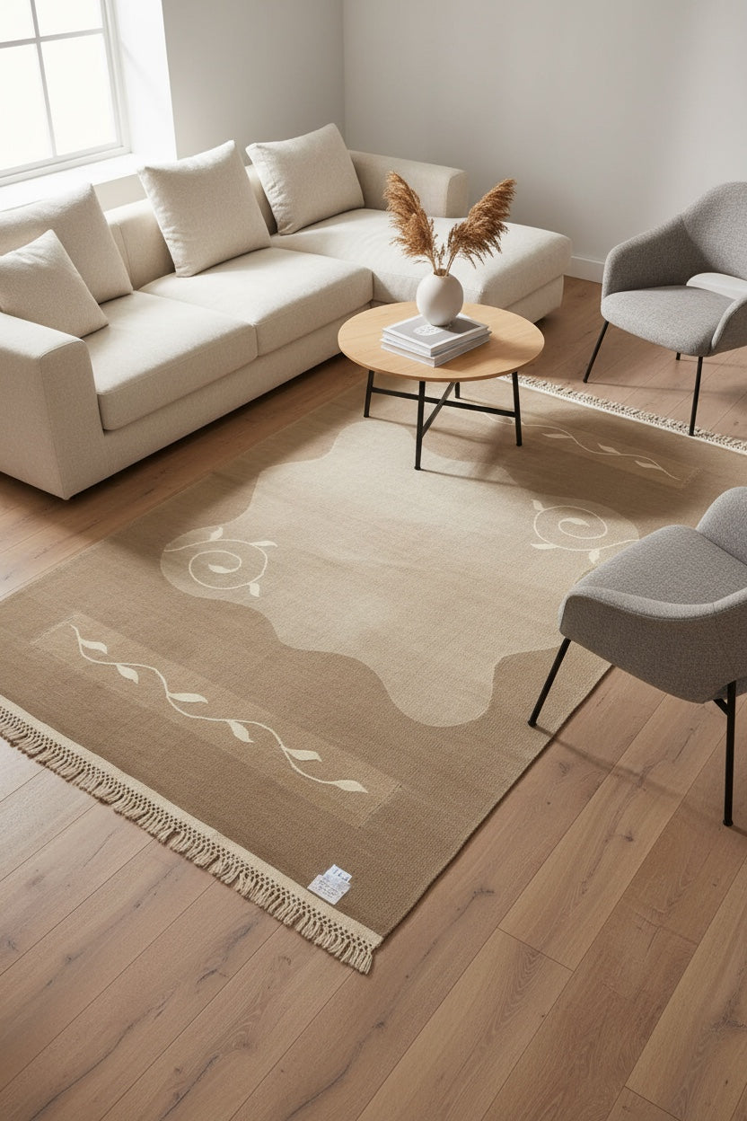 Modern Pastel El Dokuma Kilim