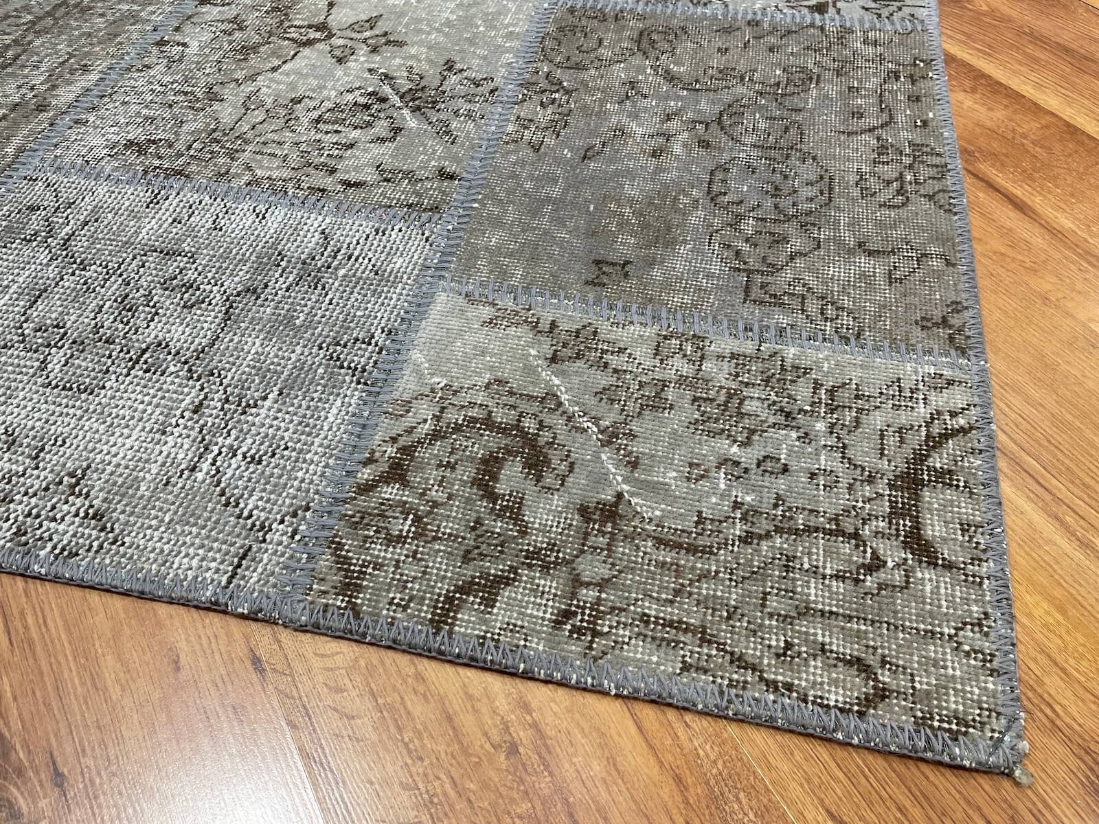 Patchwork Gri El Dokuma Halı