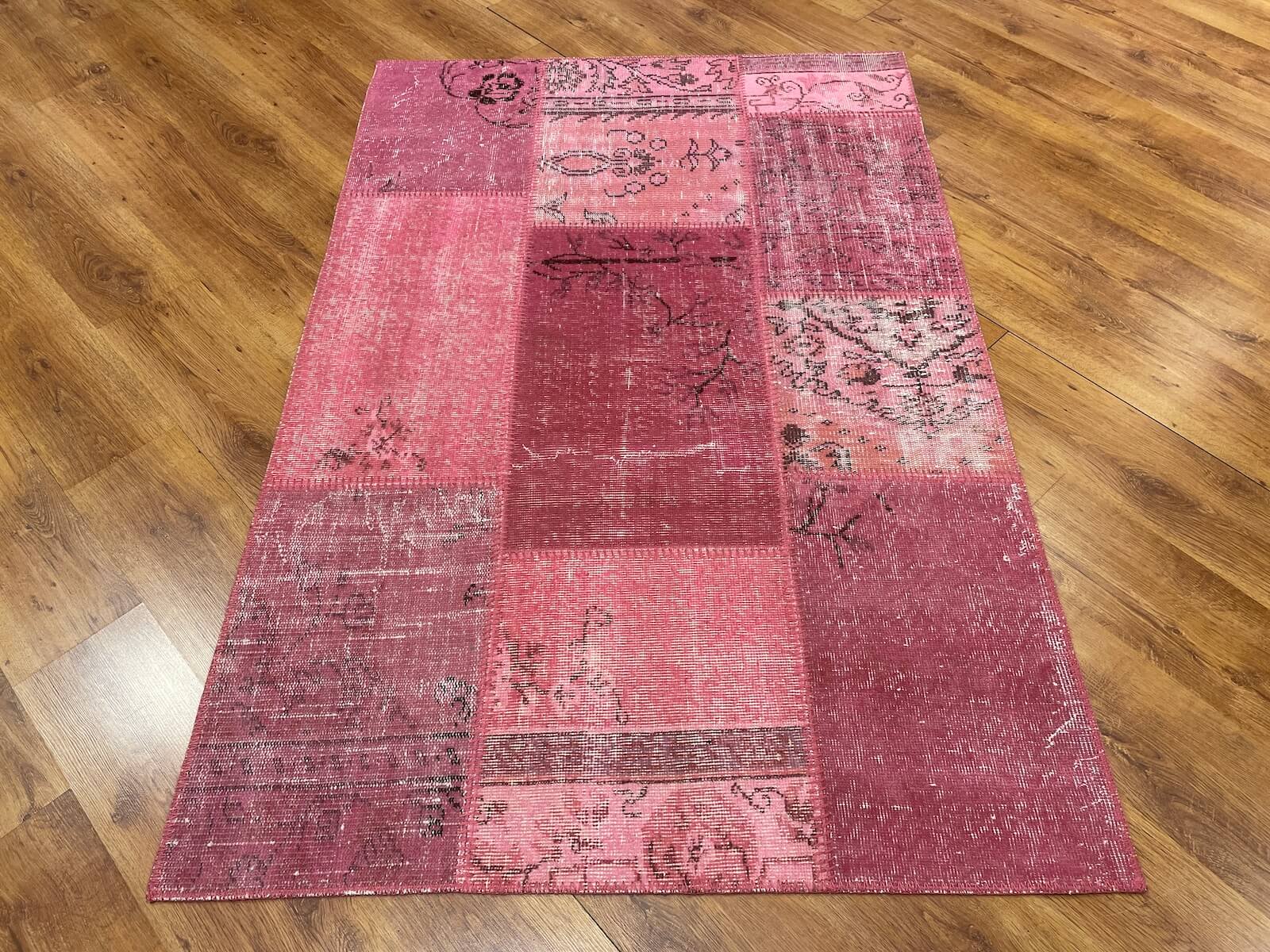 Patchwork Pembe El Dokuma Halı