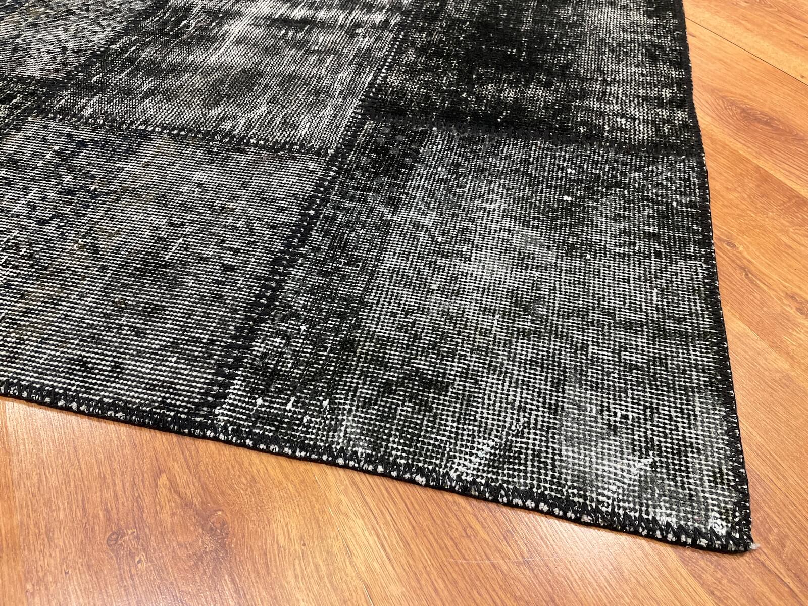 Patchwork Siyah El Dokuma Halı