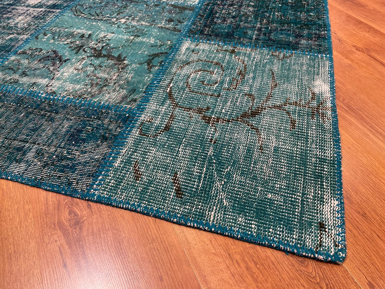 Patchwork Türkuaz El Dokuma Halı