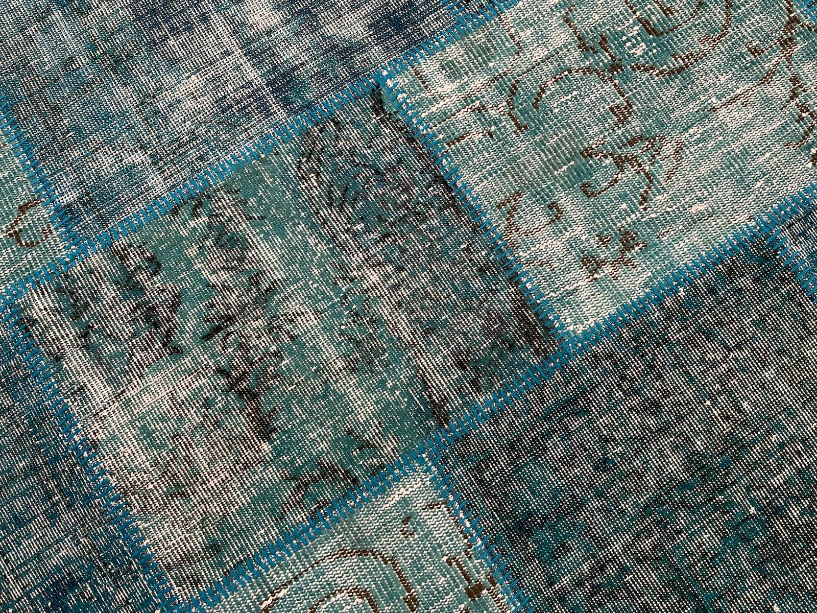 Patchwork Türkuaz El Dokuma Halı