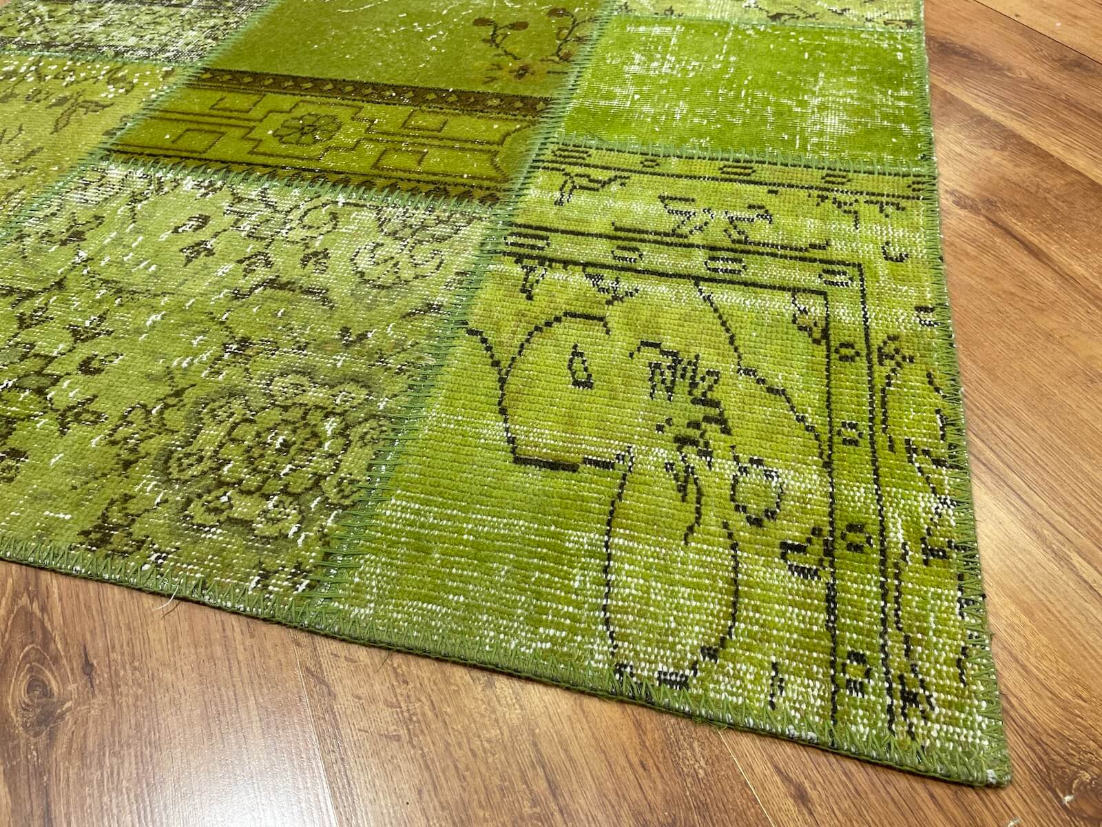 Patchwork Yeşil El Dokuma Halı