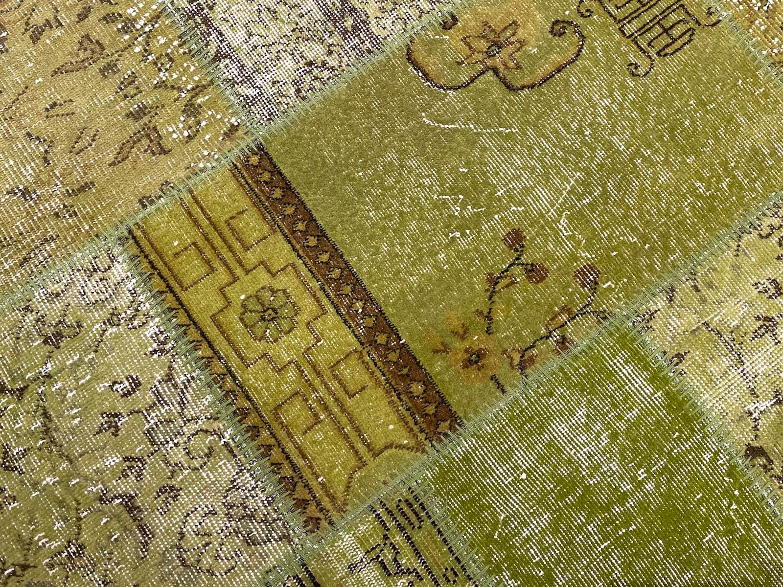 Patchwork Yeşil El Dokuma Halı