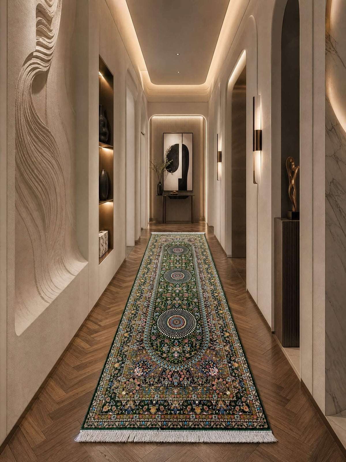Quality Carpet Bambu Halı Yolluk Qum D18