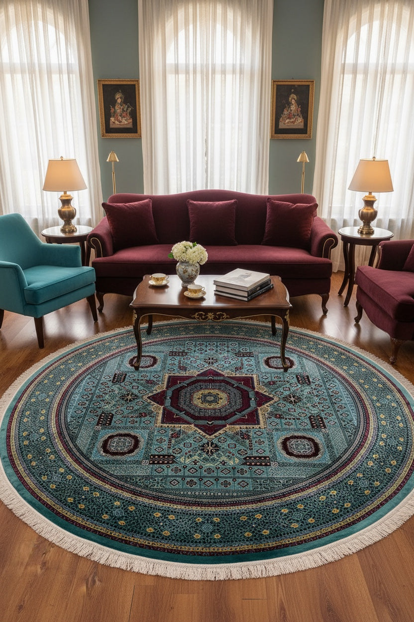 Quality Carpet Bambu Halı Yuvarlak 8141A