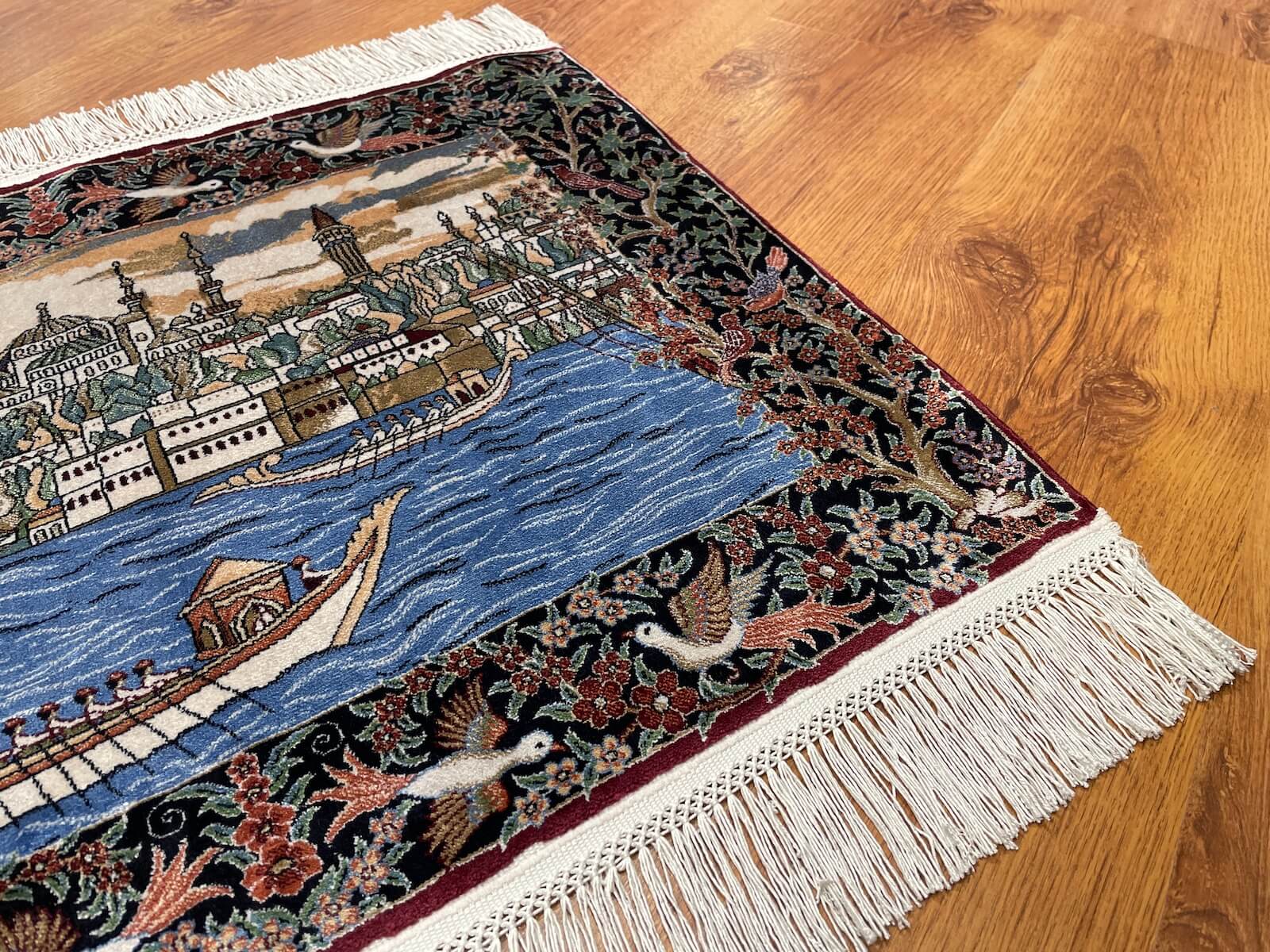 Saltanat Kayığı Desenli Tablo Bambu Halı