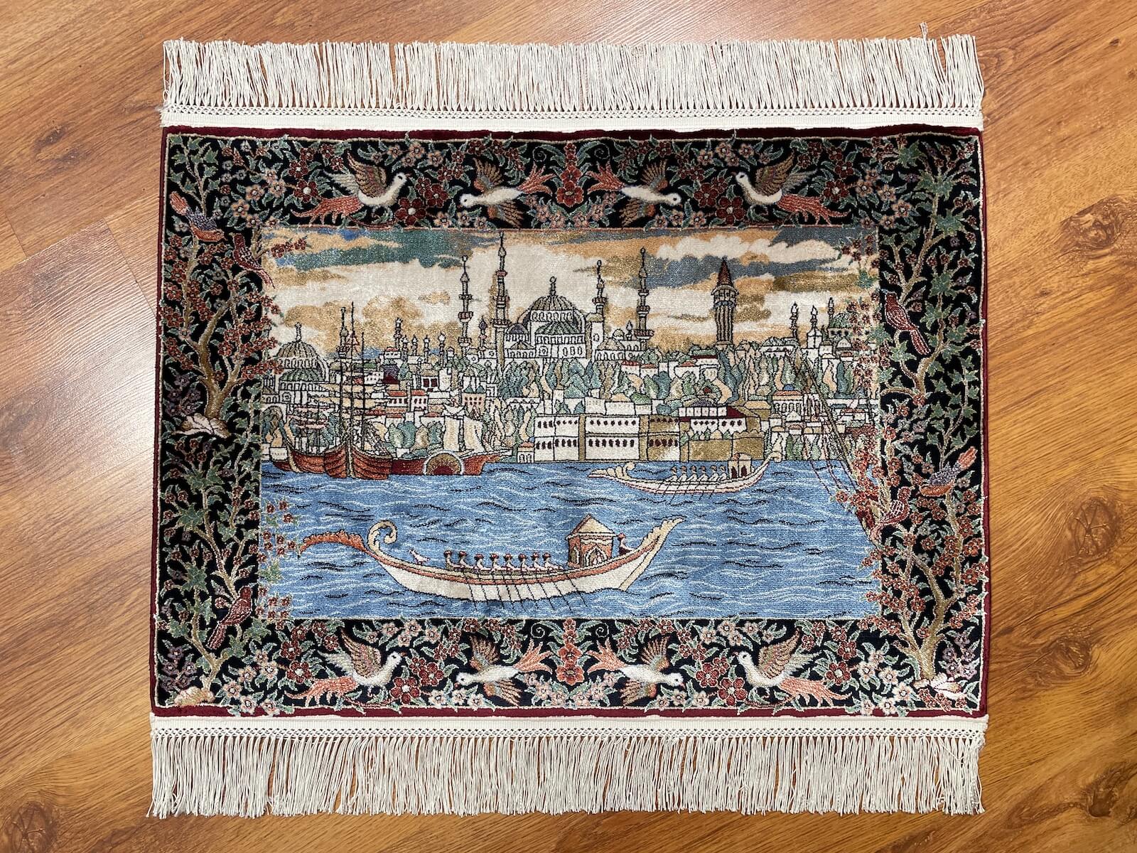 Saltanat Kayığı Desenli Tablo Bambu Halı