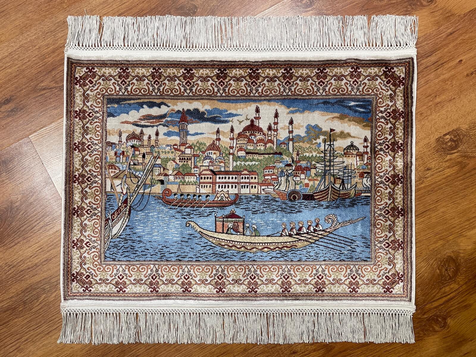 Saltanat Kayığı Desenli Tablo Bambu Halı