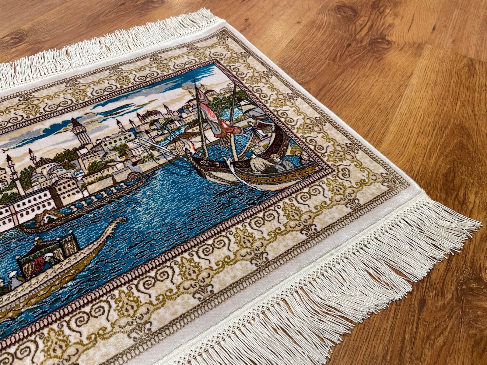 Saltanat Kayığı Desenli Tablo Bambu Halı