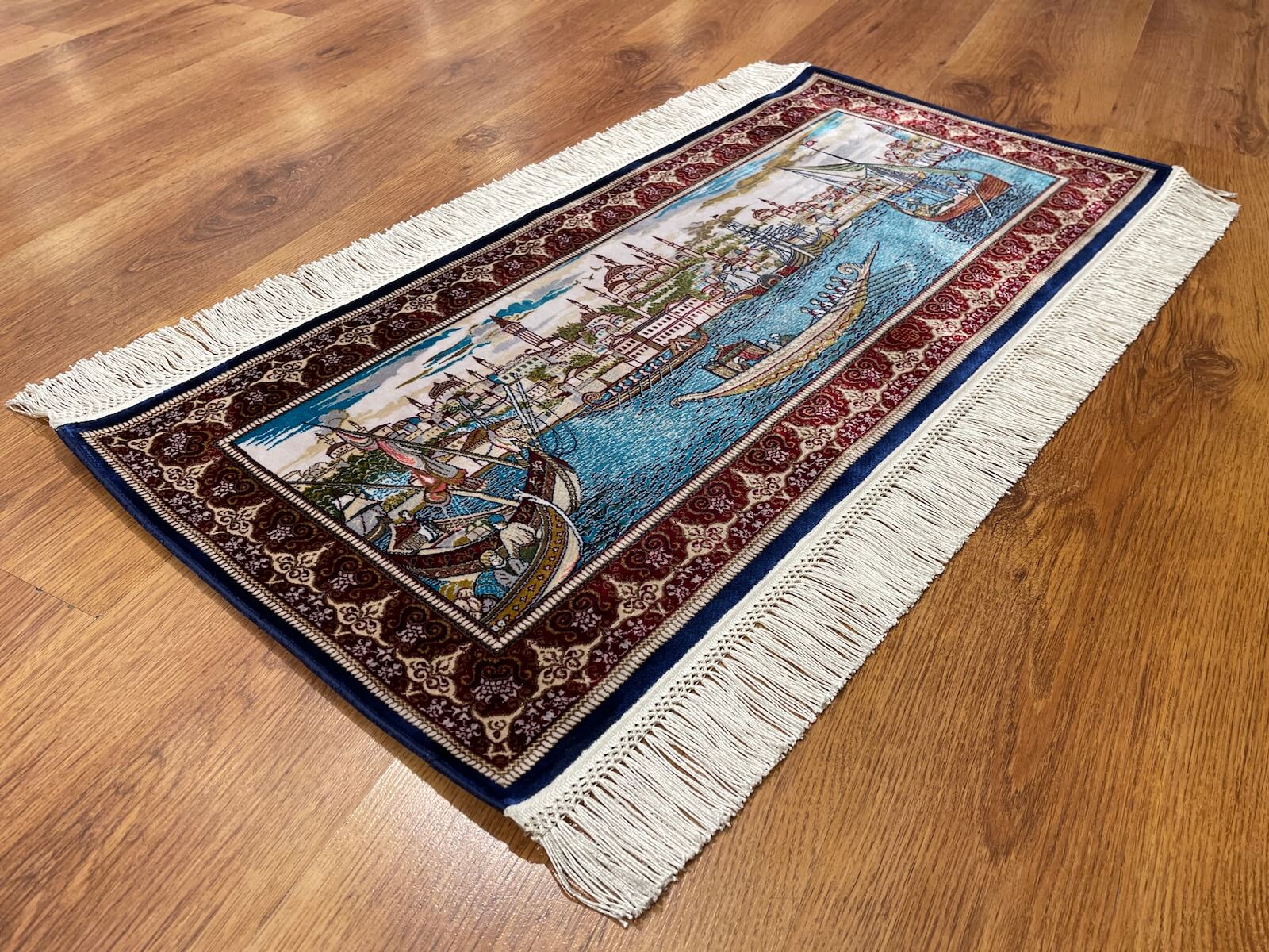 Saltanat Kayığı Desenli Tablo Bambu Halı