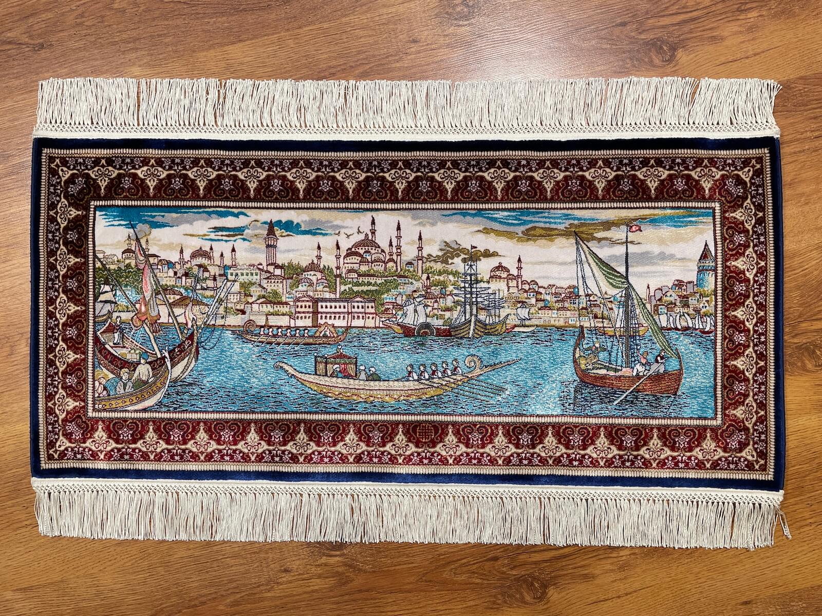 Saltanat Kayığı Desenli Tablo Bambu Halı